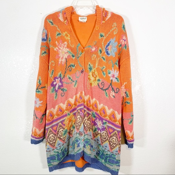 Together Jackets & Blazers - Together Vintage Boho Floral Knit Jacket Large
